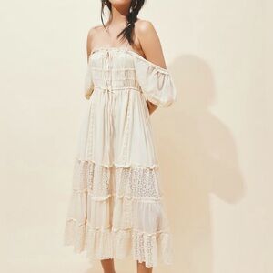 Free People Falling Sun Midi Dress Ivory NWT